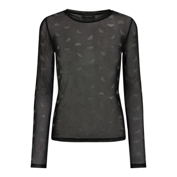 Liberté - Mesh Ls Sparkle T-Shirt - Black Bow Diamond Dot